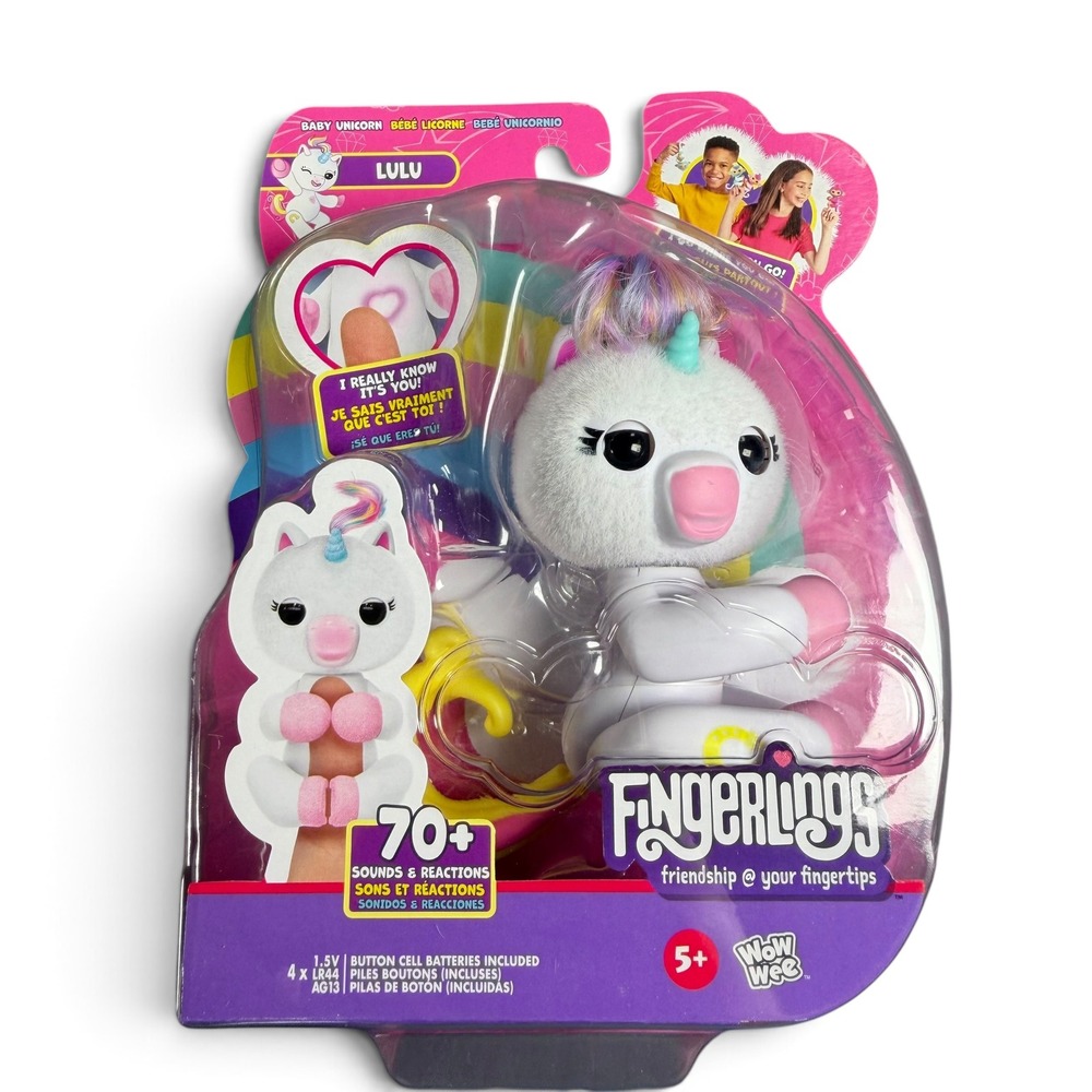 WowWee Fingerlings Lulu Baby Unicorn Interactive Toy White Fuzzy 70+ Sounds New